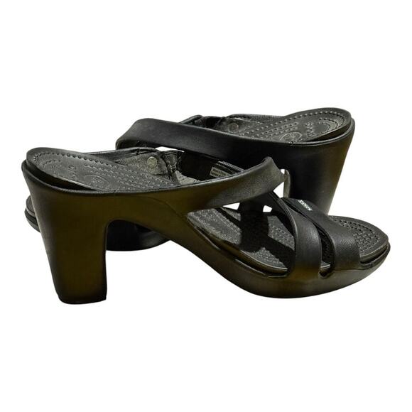 Crocs Patricia Wedge Sandals Black Women's Size 10 Comfort Slip On Shoes - Picture 8 of 9